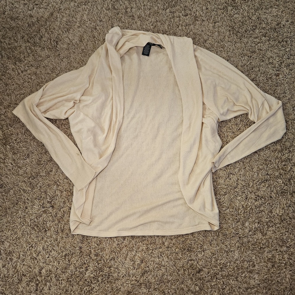 Lauren Ralph Lauren Cardigan Womens Size L/XLβ Beige Open Front Sweater Cardigan